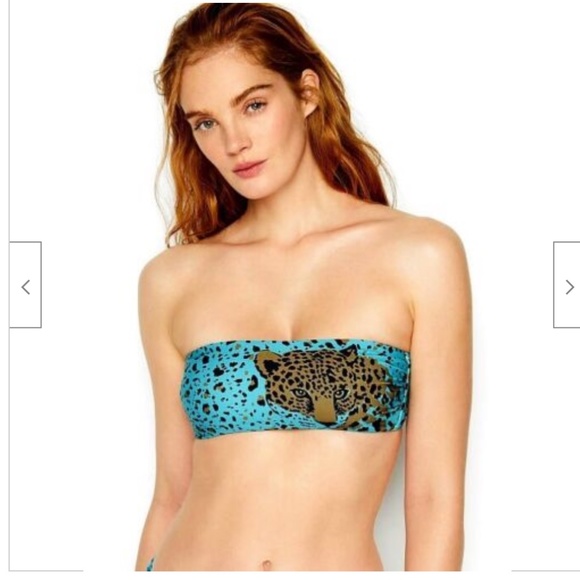 Victoria's Secret Swim Set Strappy Ruched Brazilian Blue Leopard 2 Piece S NEW - Picture 4 of 14